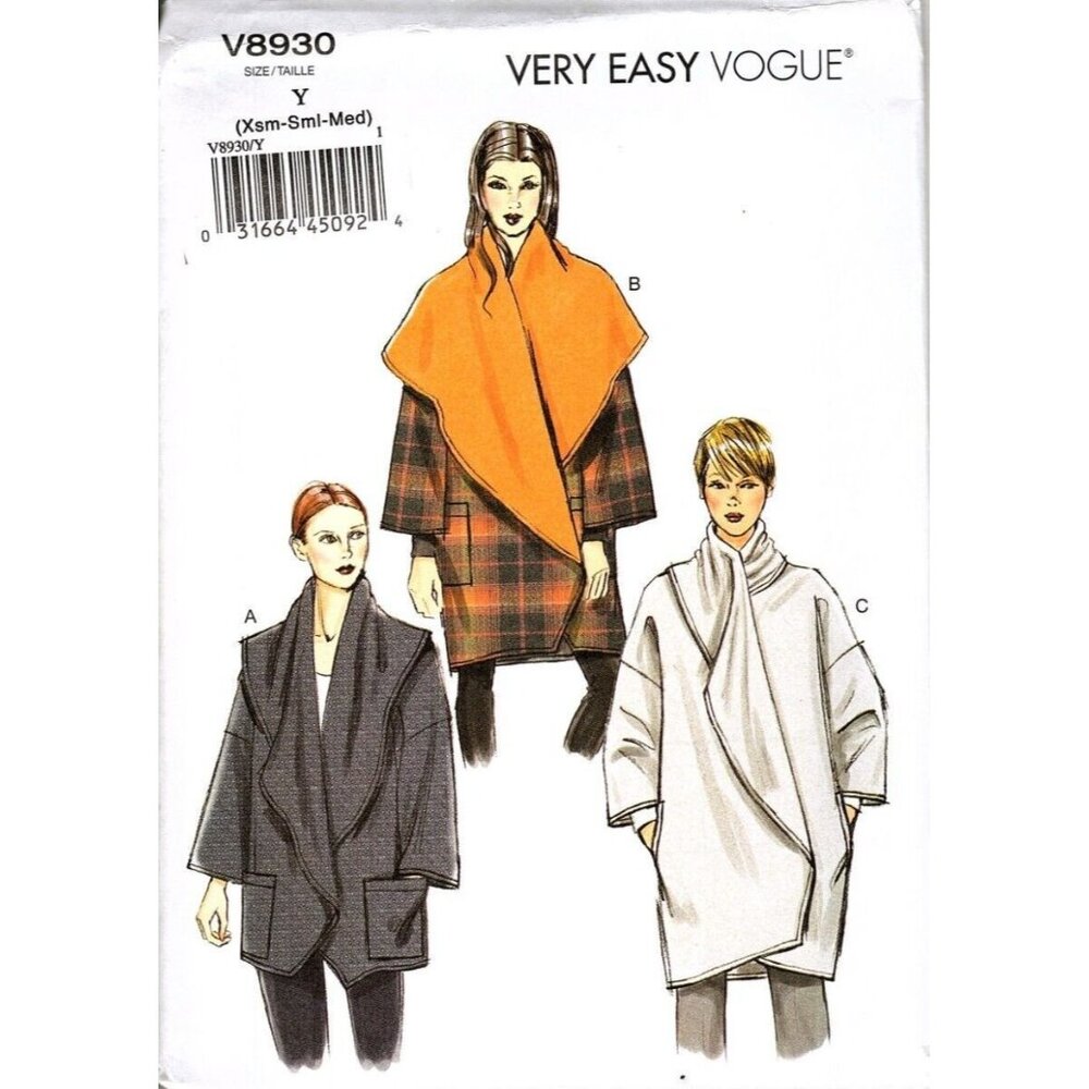Vogue V8930 Misses XS to M Outerwear Jacket Uncut Sewing Pattern